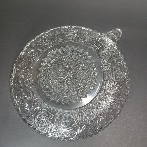 Vtg Duncan & Miller Clear Sandwich Pattern Sawtooth Mint Dish Relish Plate - Picture 5 of 8